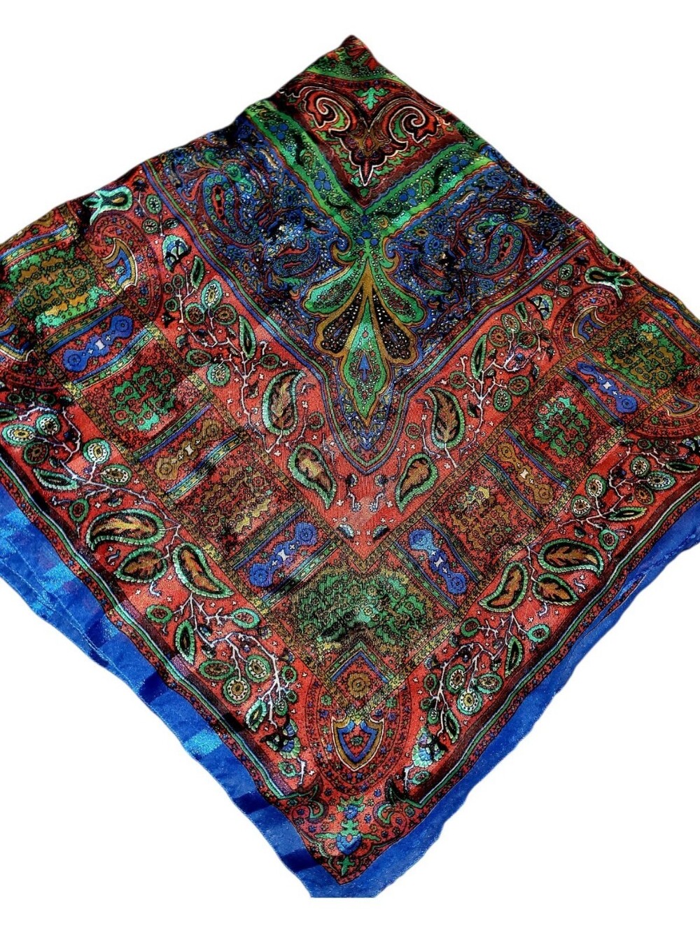 Vintage Square Colorful Paisley Scarf